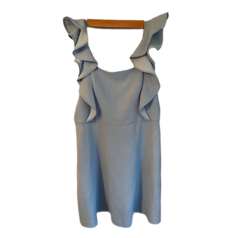 BCBGeneration Ruffle Mini Dress Womens 12 Blue game day Sleeveless Square Neck